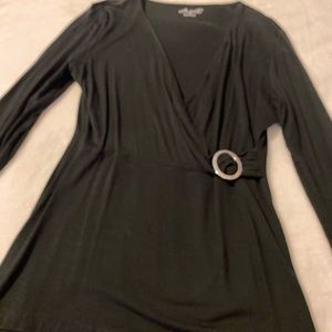 Willi Smith brand black faux wrap top with side accent.  Size S